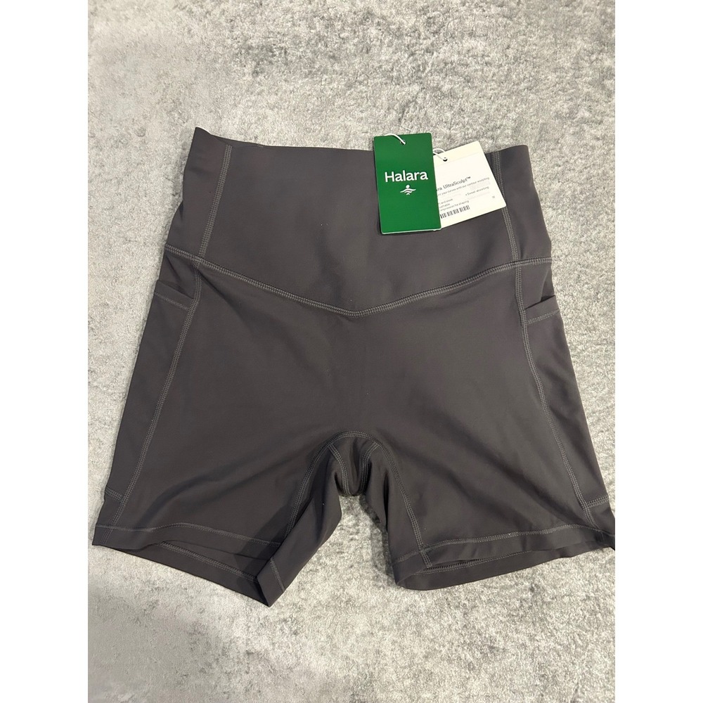 Halara UltraSculpt High Waisted Biker Shorts Grey Side Pockets Small NWT
#4